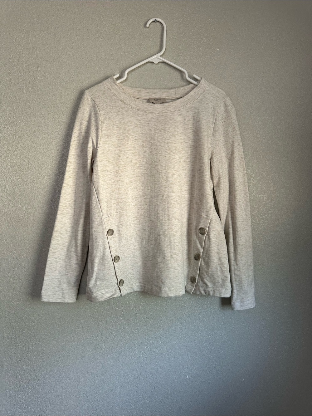Loft Cream Long Sleeve Button Detail Blouse Top